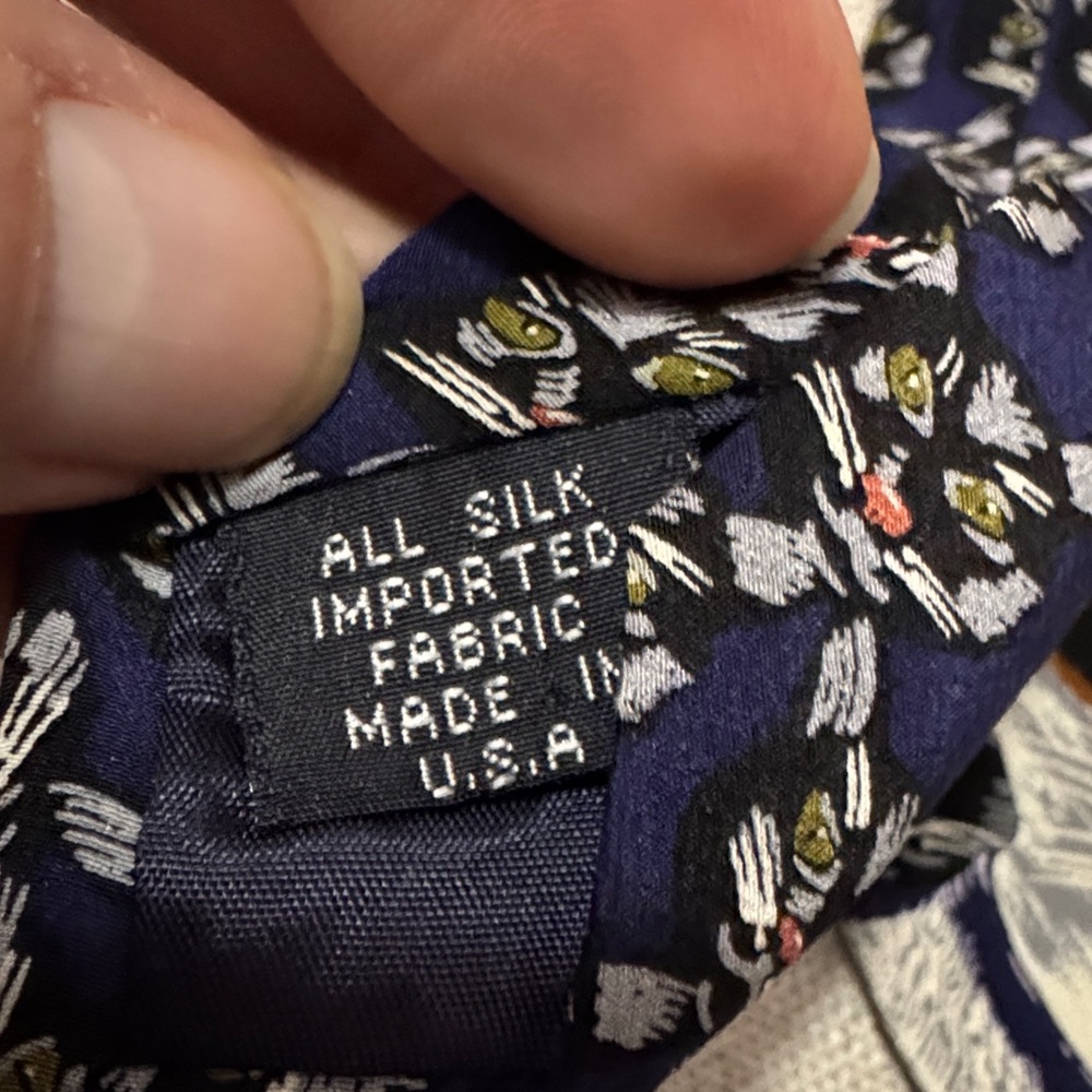 NWT Steven Krauss Men’s Wear-Silk Cat Print Tie-Blue - Picture 6 of 10